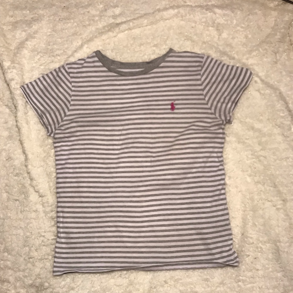 Small stripped polo grey pink
